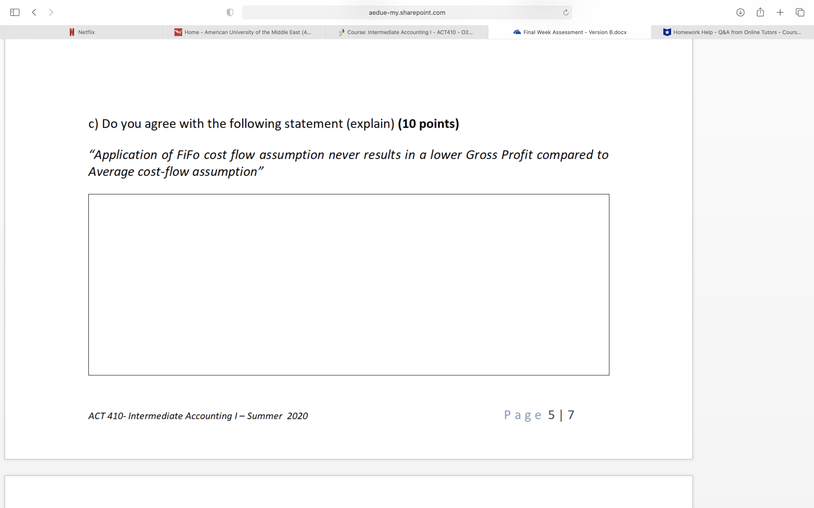 from Online Tutors - Cours... Final Week Assessment (20%) QUESTION 1. (30