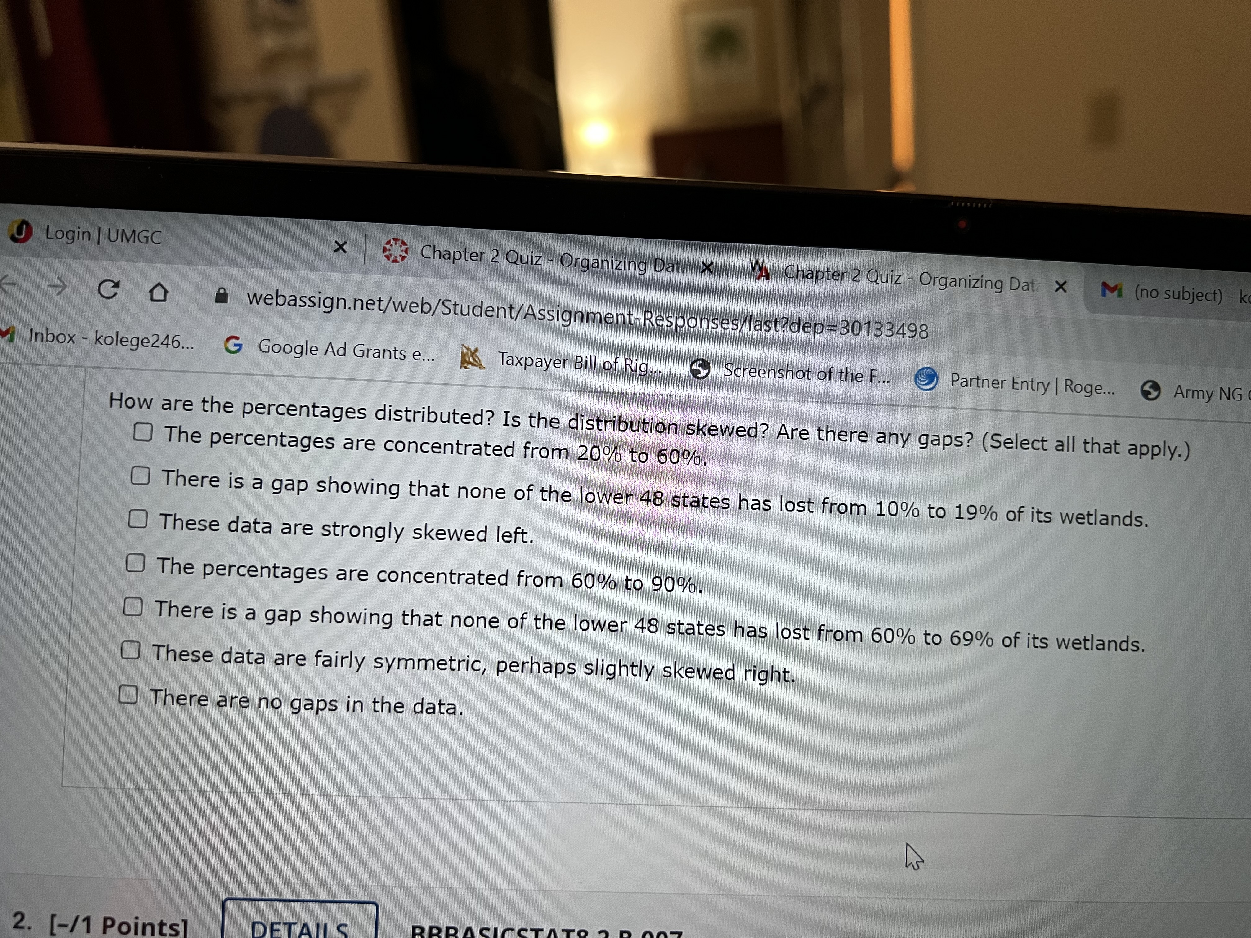 WA Chapter 2 Quiz - Organizing Date X M (no subject) -