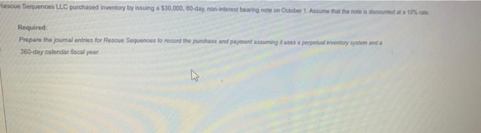  Rescue Sequences LLC purchased Inventory by suing a $30,000.00-day, non-interest bearing