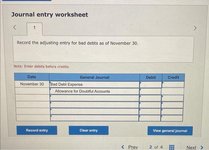 sales method to estimate bad debts, During November, ITI sold services on