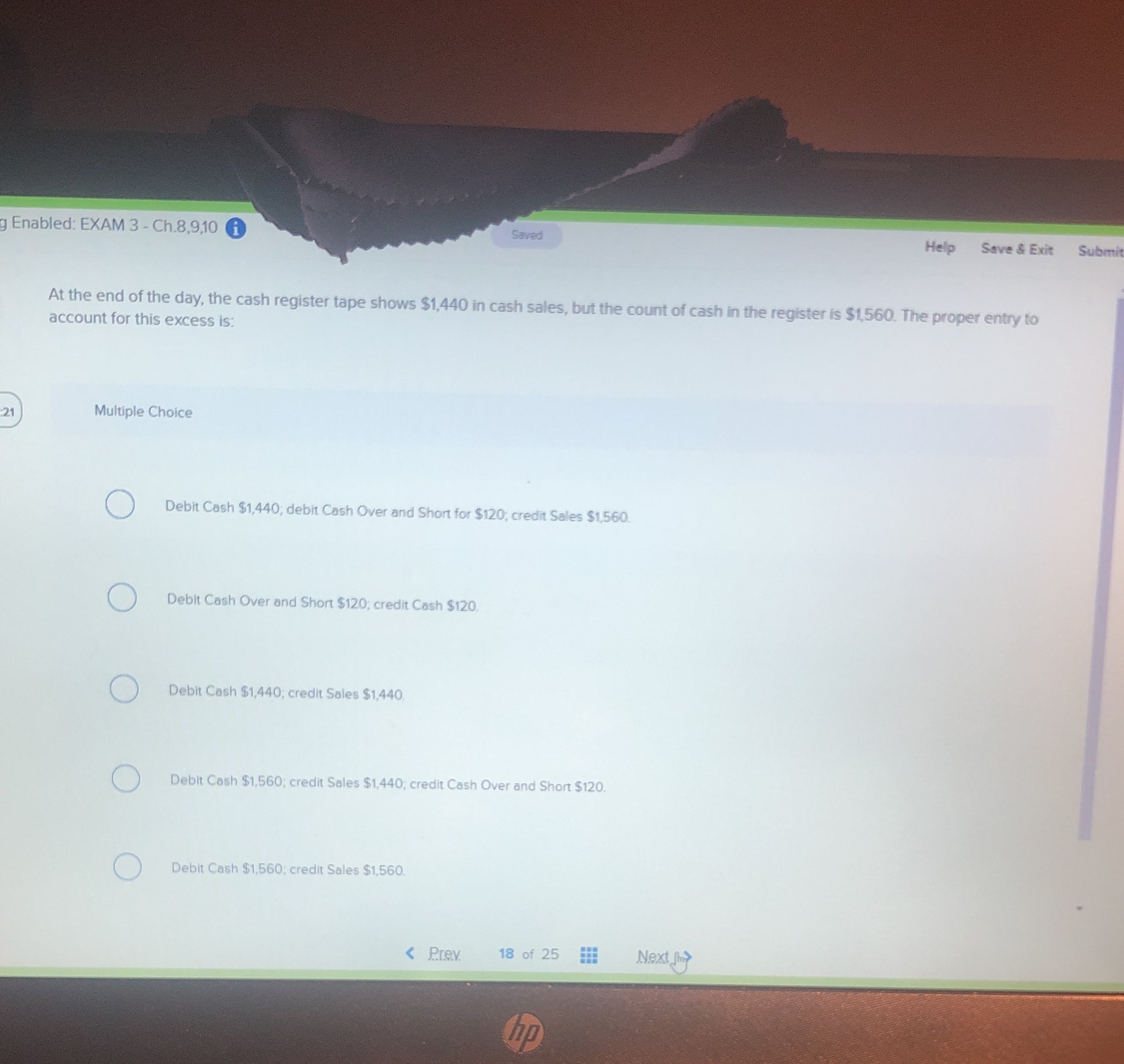  Enabled: EXAM 3 - Ch.8,9,10 i Saved Help Save & Exit
