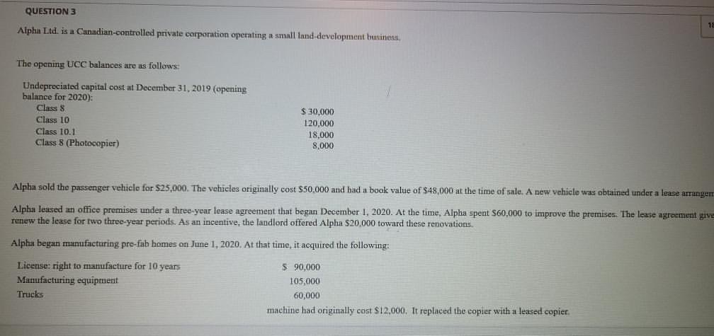Can you Please explain me this Problem? Thanks! QUESTION 3 Alpha Lid.
