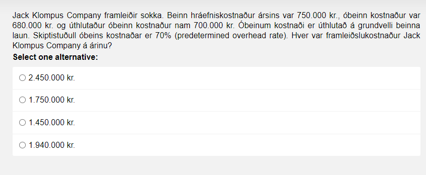 Jack Klompus Company framleidir sokka Beinn hrefniskostnaur rsins var 750.000 kr_; beinn