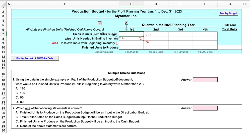 Test My Budget MyArmor, Inc. Quarter in the 2023 Planning Year Full