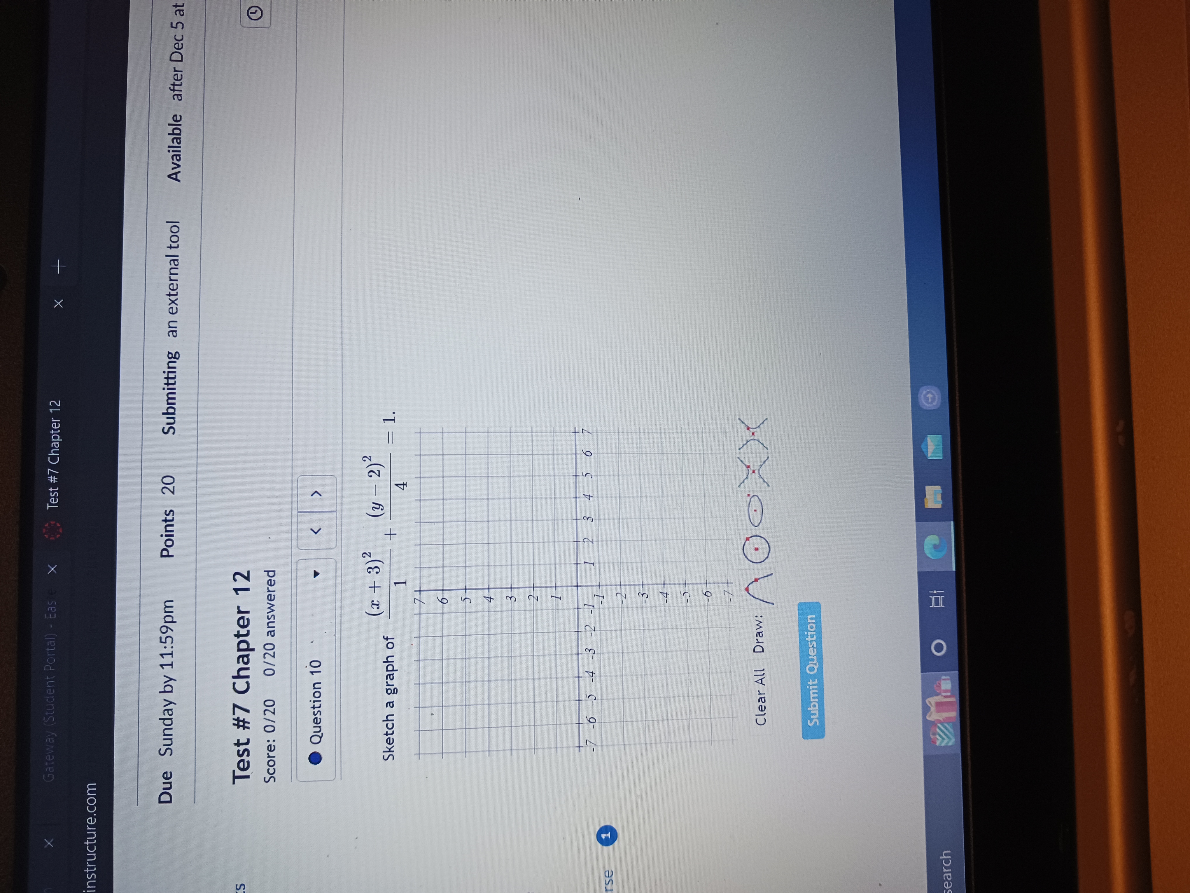 X Gateway (Student Portal) - Ease Test #7 Chapter 12 instructure.com
