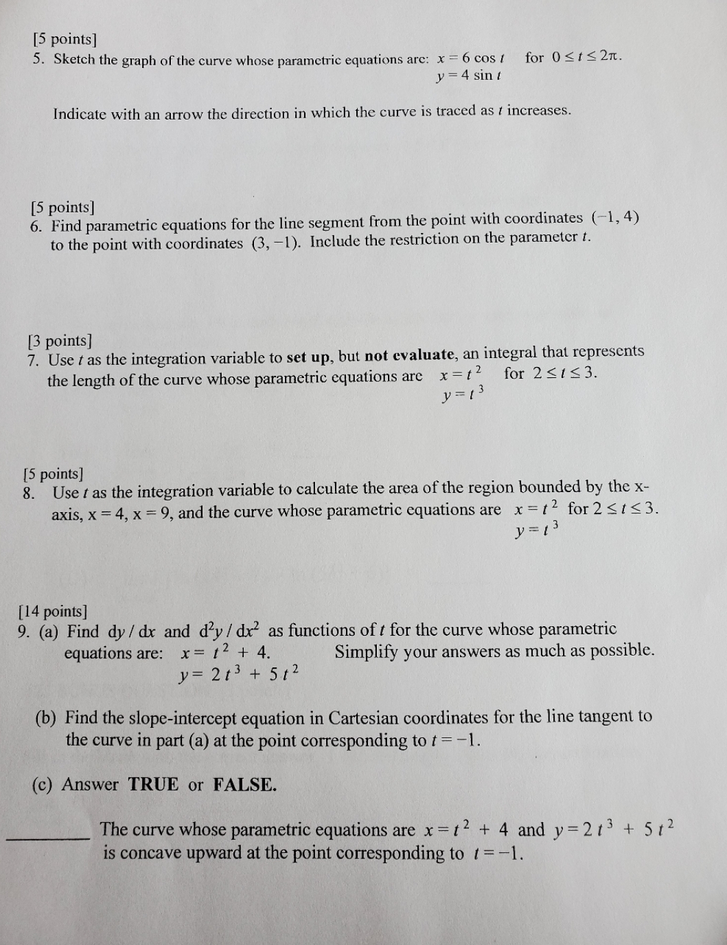 A calculus question. Help please [5 points] 5. Sketch the graph of