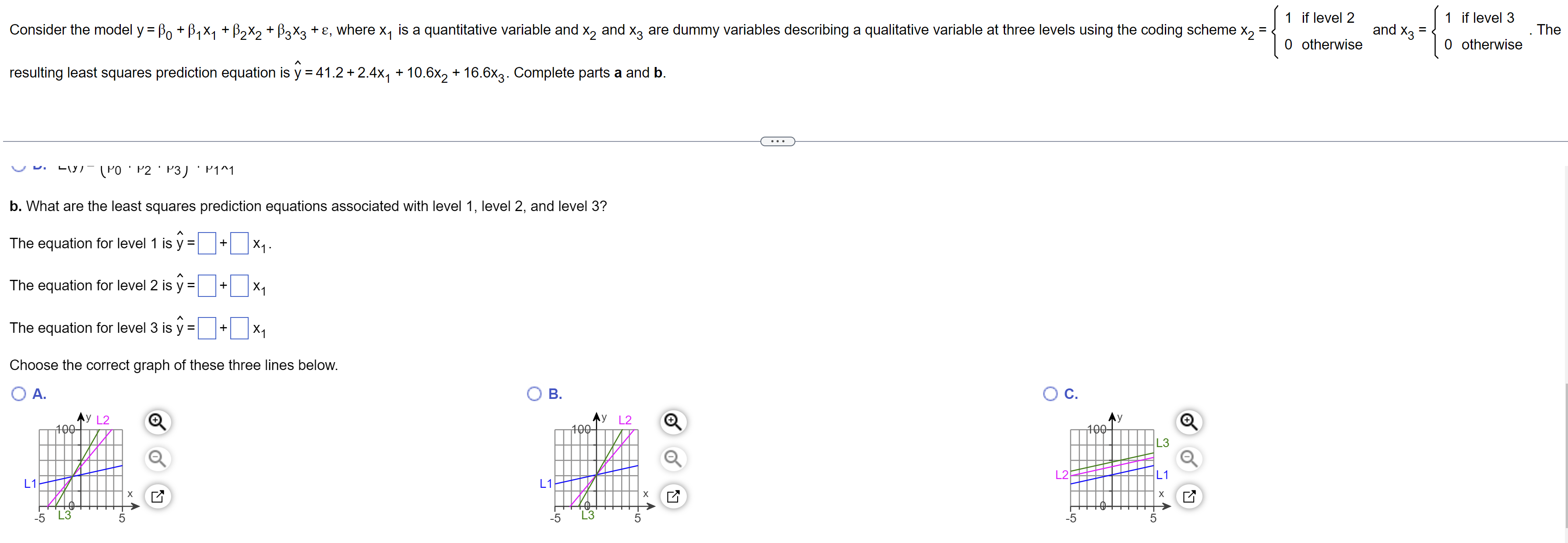 + 62x2 + [53x3 + e, where x1 is a quantitative variable