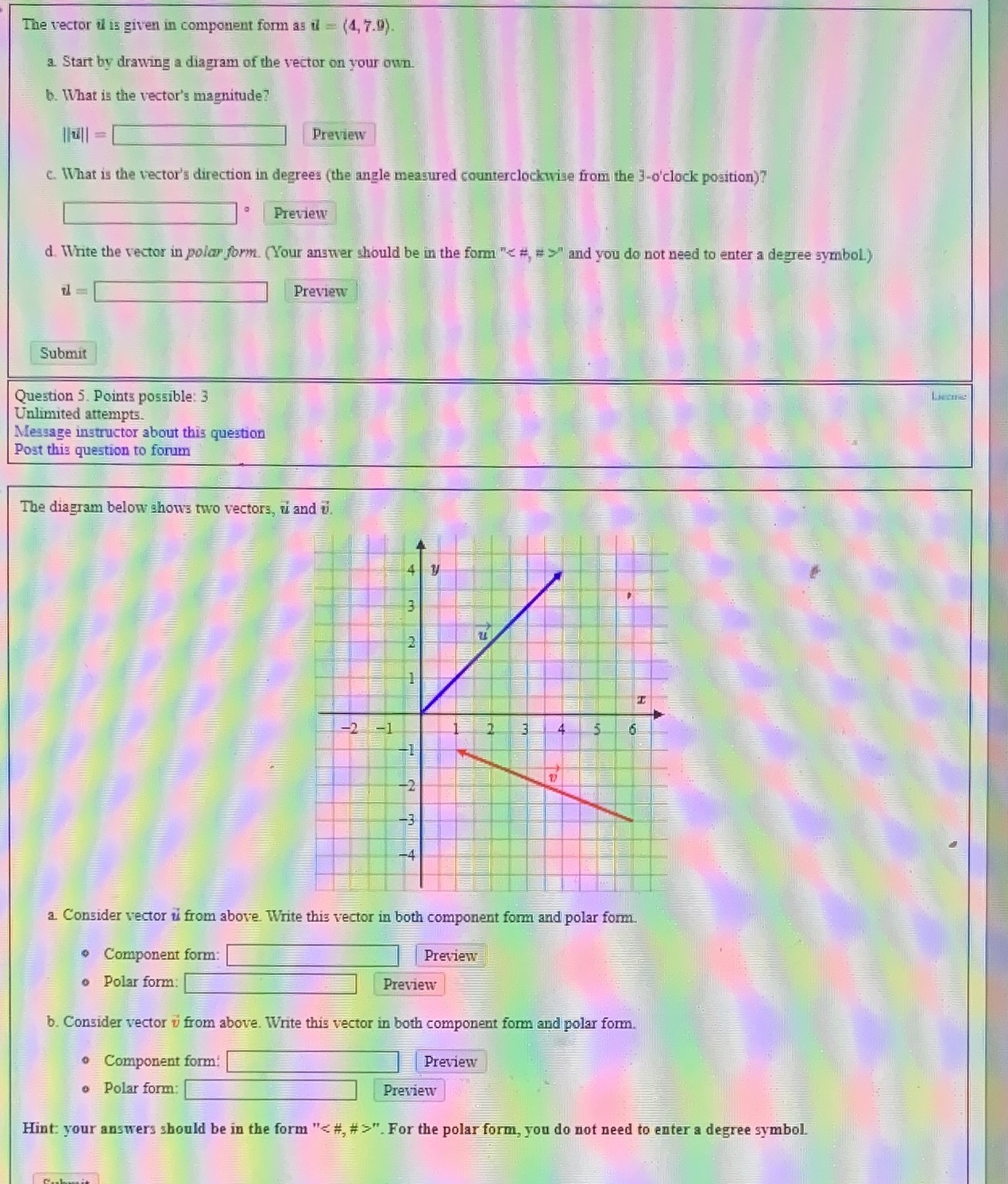  The vector d is given in component form as d =