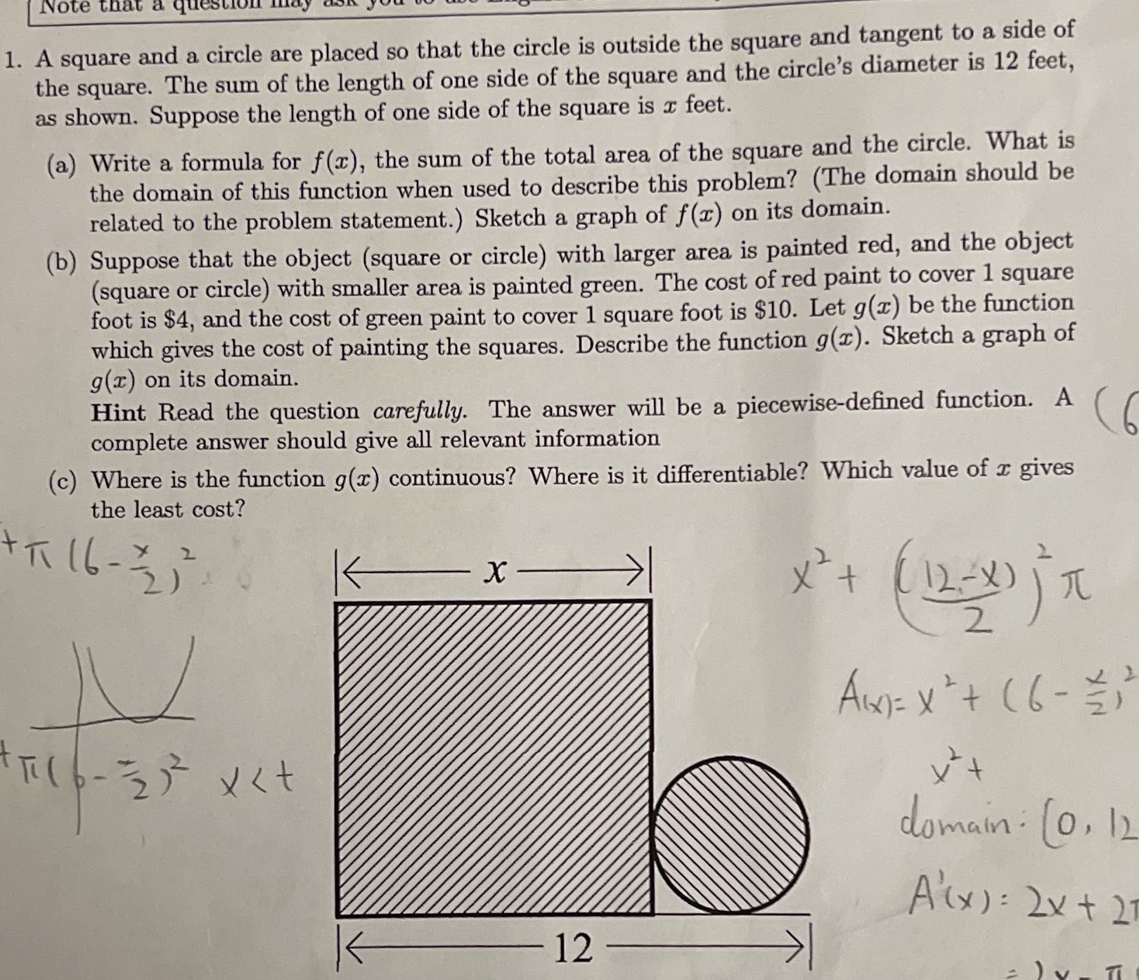  Note that a 1. A square and a circle are placed