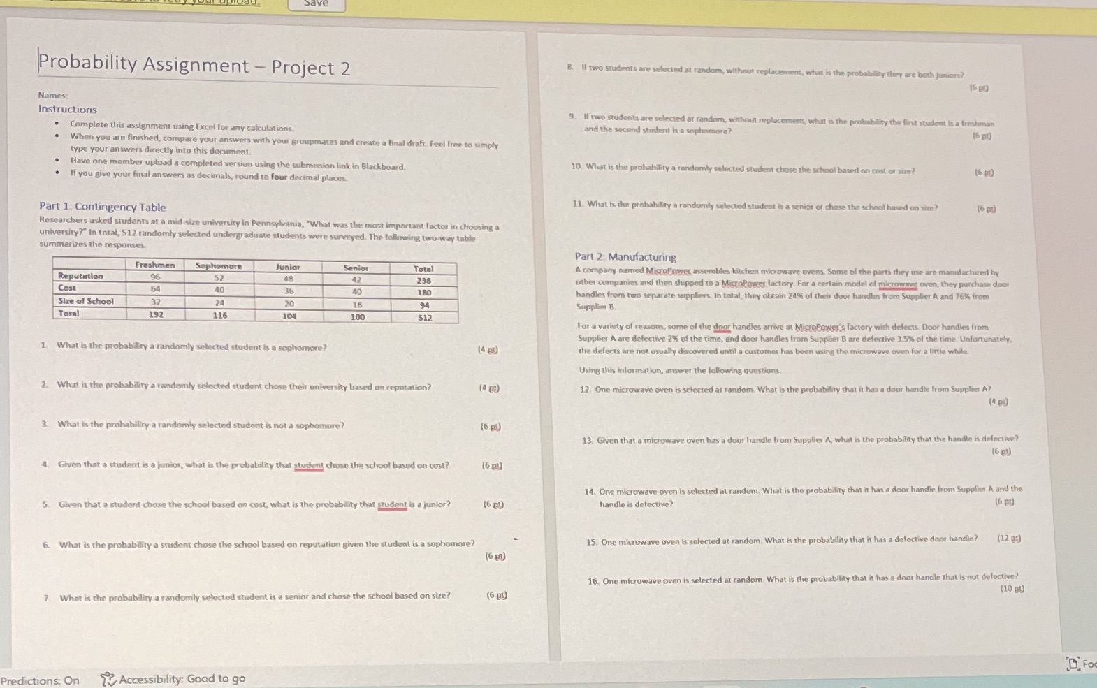 Probability Assignment - Project 2 8. Il two students are selected