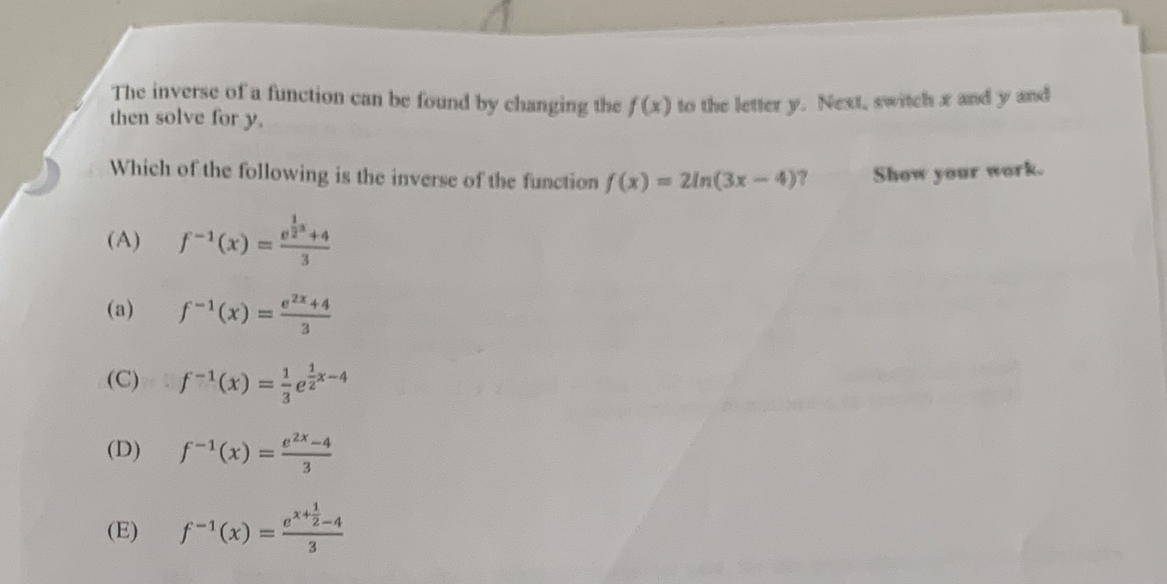 The inverse of a function can be found by changing the