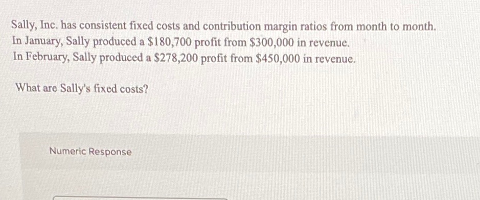 Sally, Inc. has consistent fixed costs and contribution margin ratios from