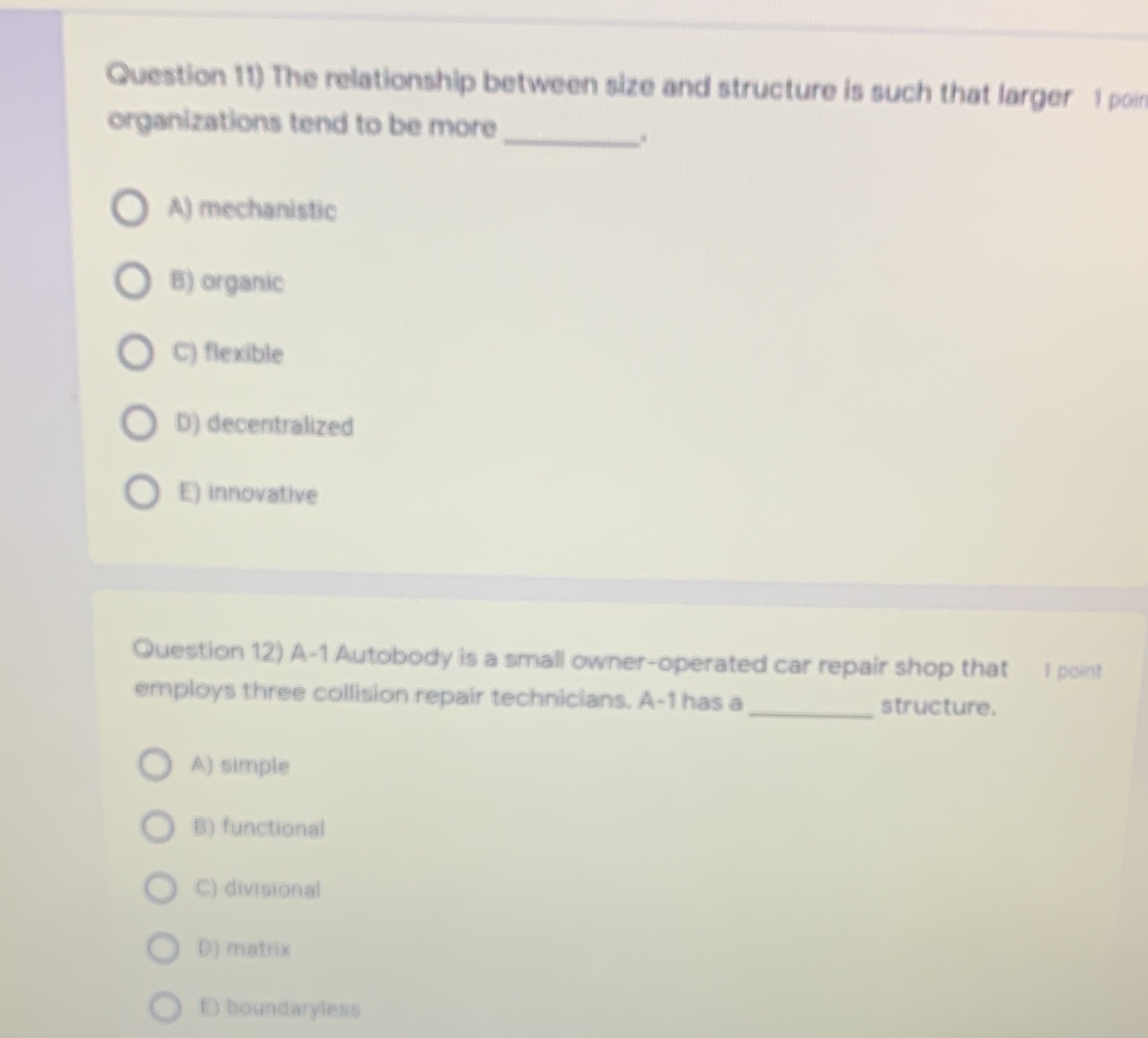 Please answer 11 and 12 Question 11) The relationship between size and