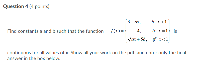 pls answer Question 4 (4 points) 3 at, y\" 1: >1 Find
