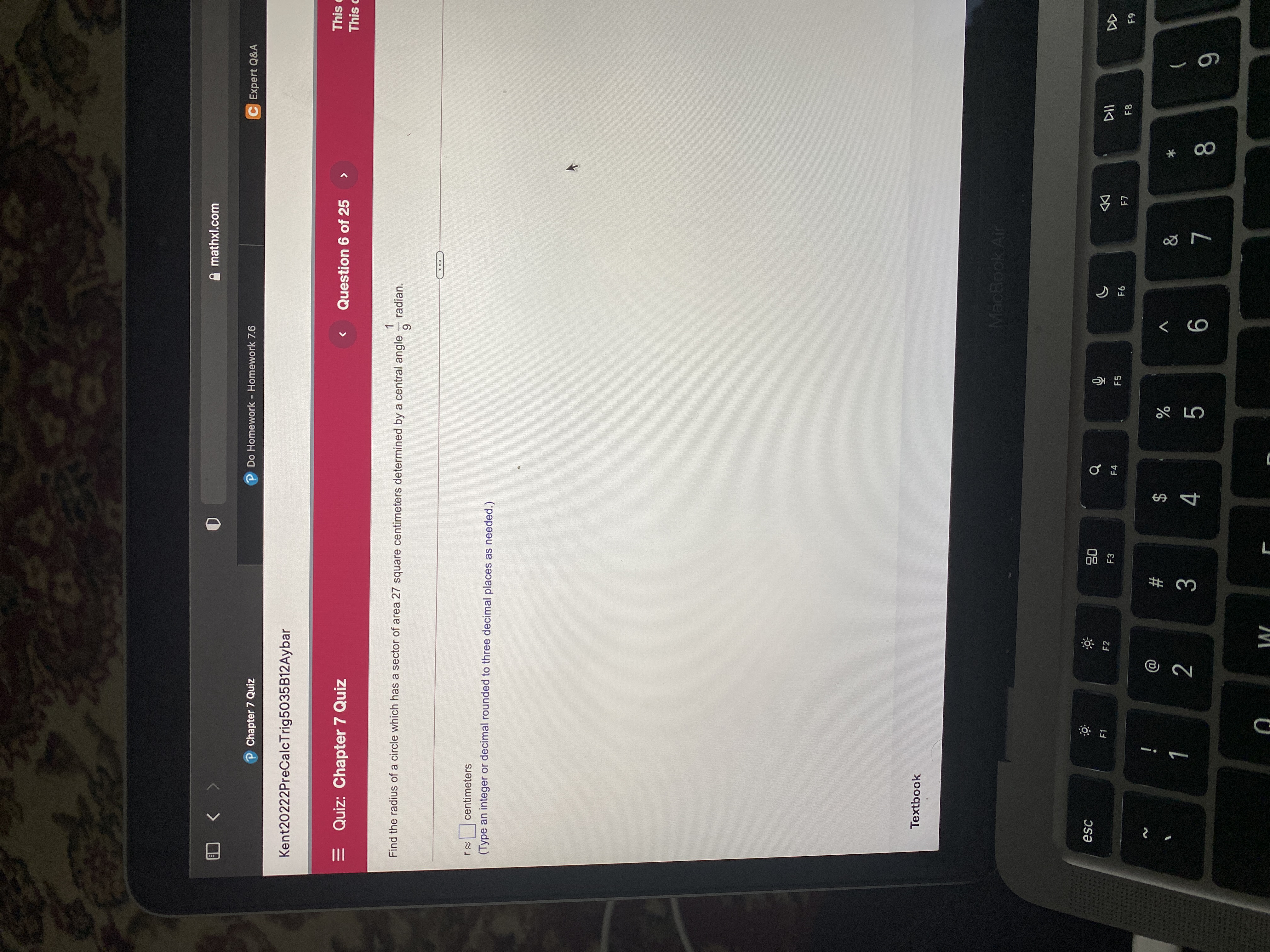 Expert Q&A Kent20222PreCalcTrig5035B12Aybar Quiz: Chapter 7 Quiz D mathxl.com P Chapter 7