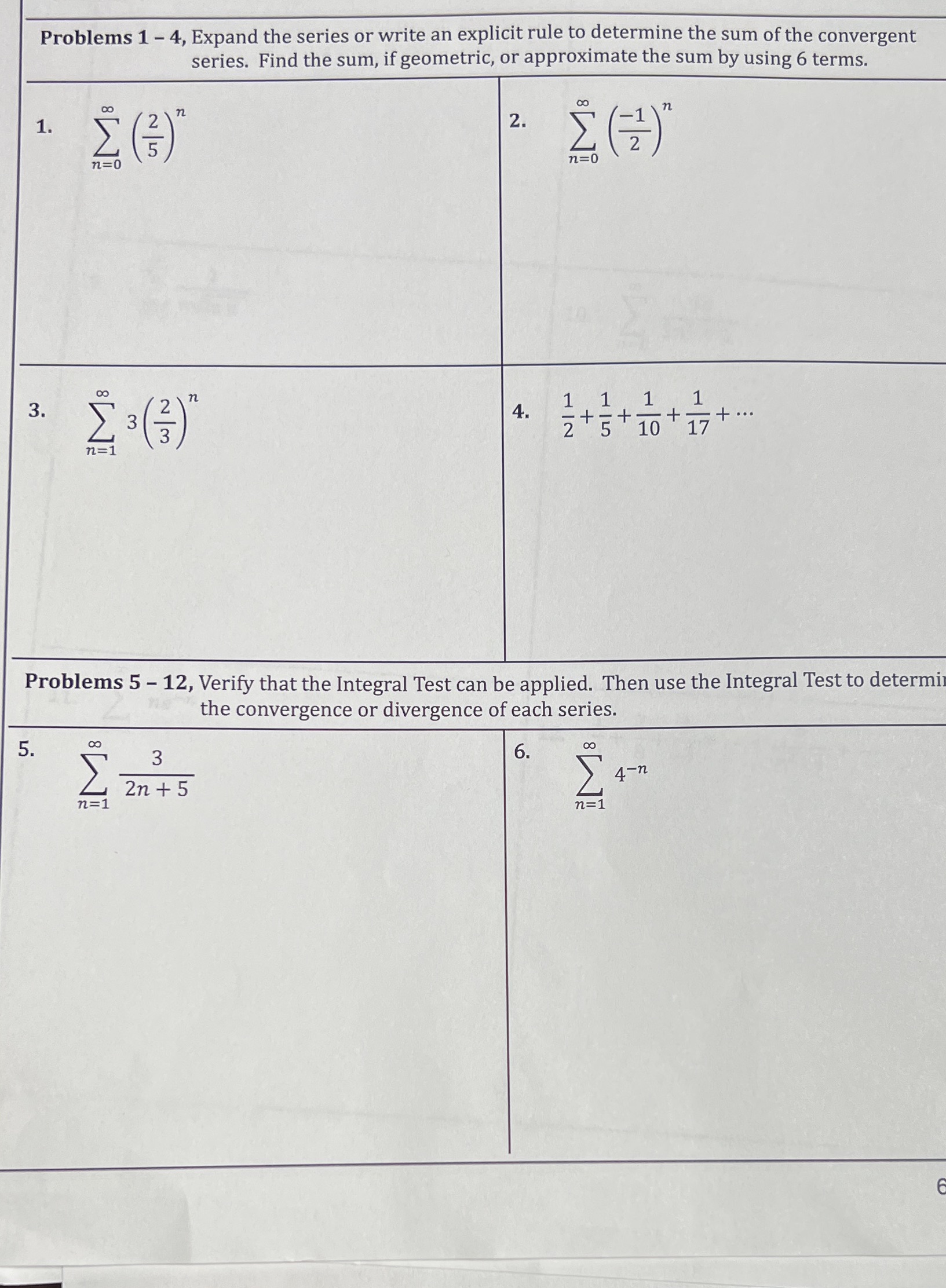 Help!!!! Problems 1 - 4, Expand the series or write an explicit