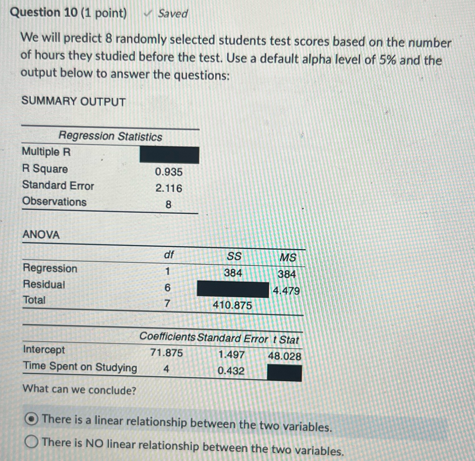  Question 10 (1 point) Saved We will predict 8 randomly selected