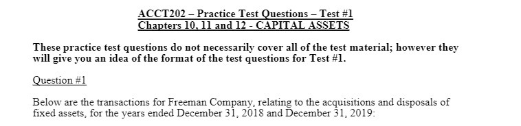 ACCT202 - Practice Test Questions - Test #1 Chapters 10. 11