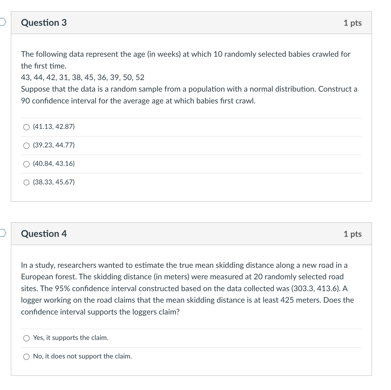 of n=64 observations from a population with finite variance. This sample produced