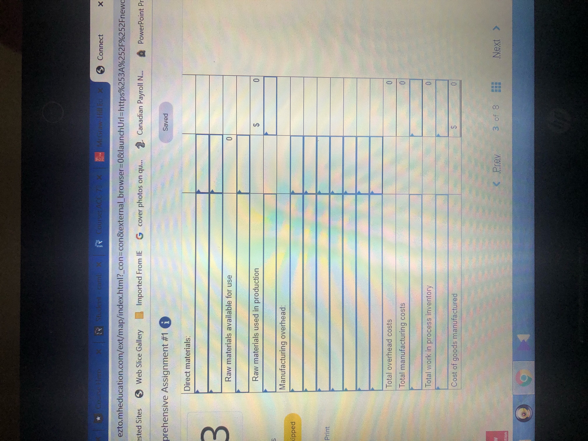 Saved 2. Prepare the cost of goods sold section of Mason Company's