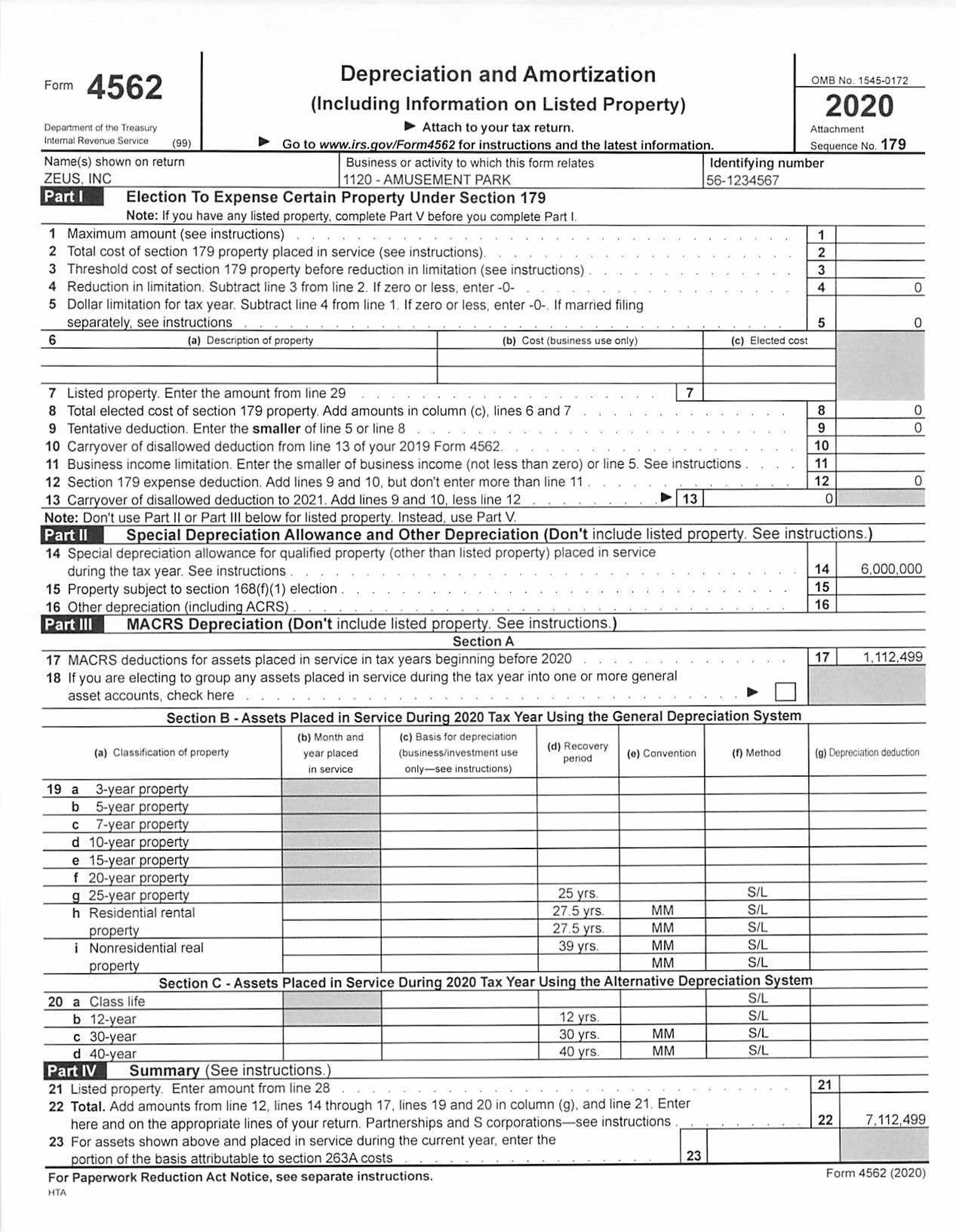 an amusement park in Los Angeles, California. Zeus, Inc.'s address, employer identification