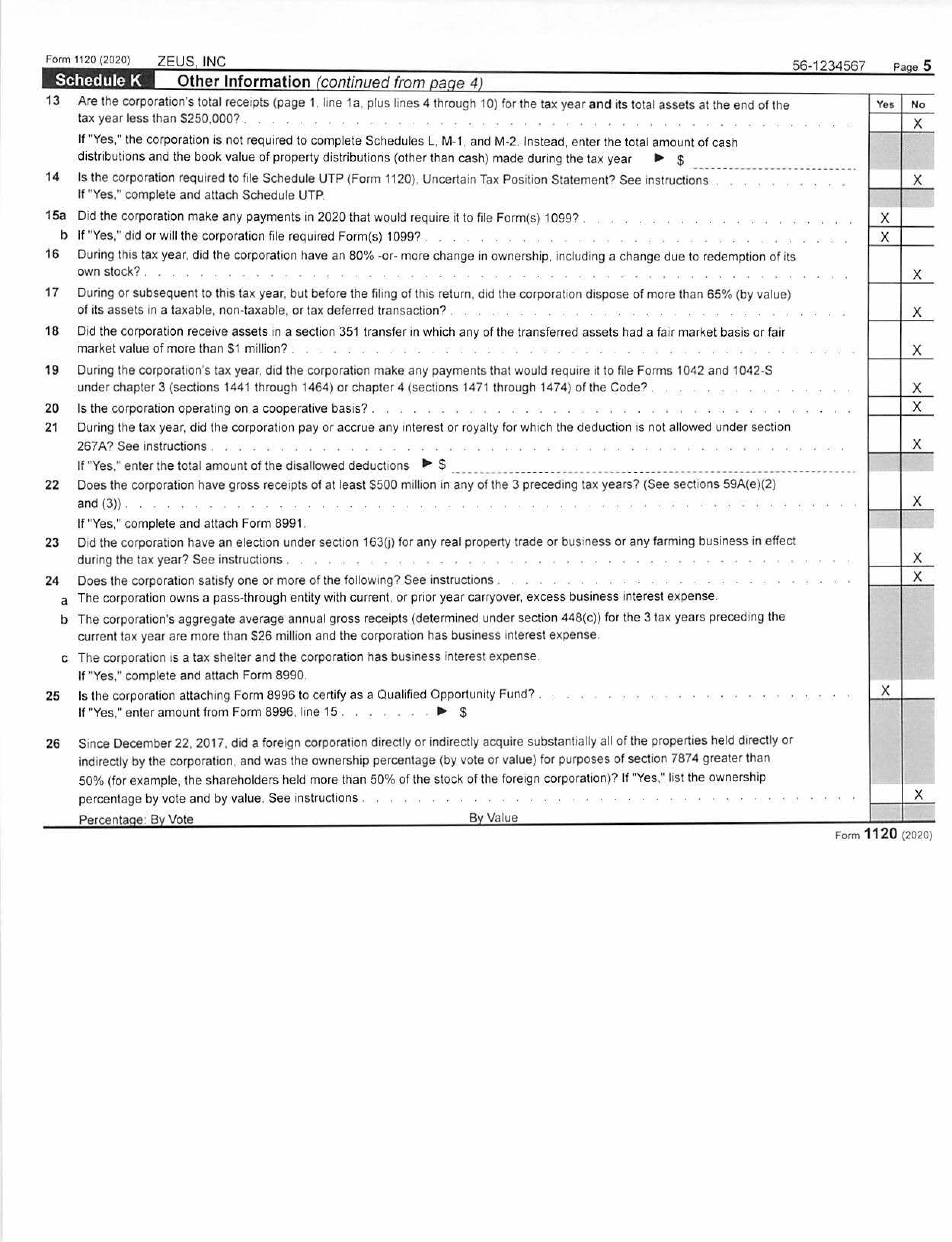 of the voting stock of Zeus, Inc. No one is from outside