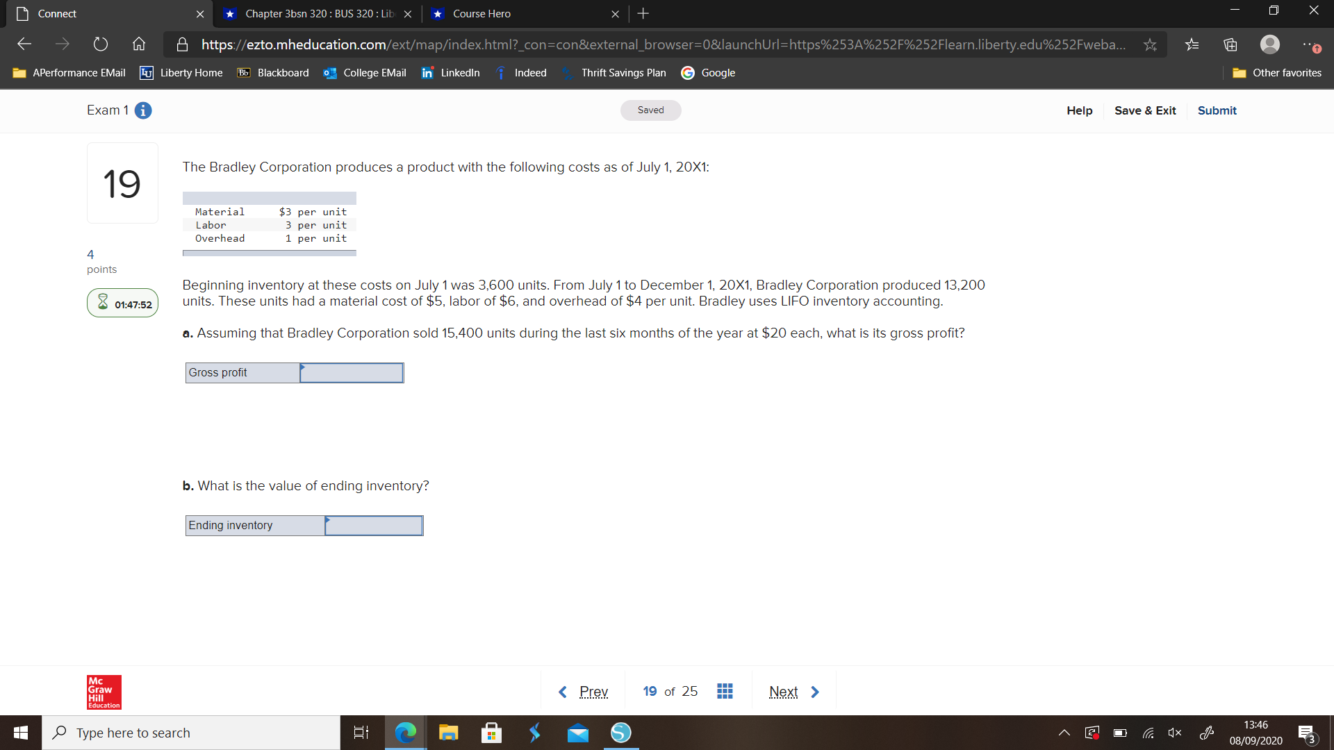 Please help. Connect X Chapter 3bsn 320 : BUS 320 : Lib