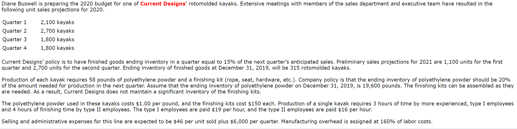 I need to answer this question Diane Buswell is preparing the 2020