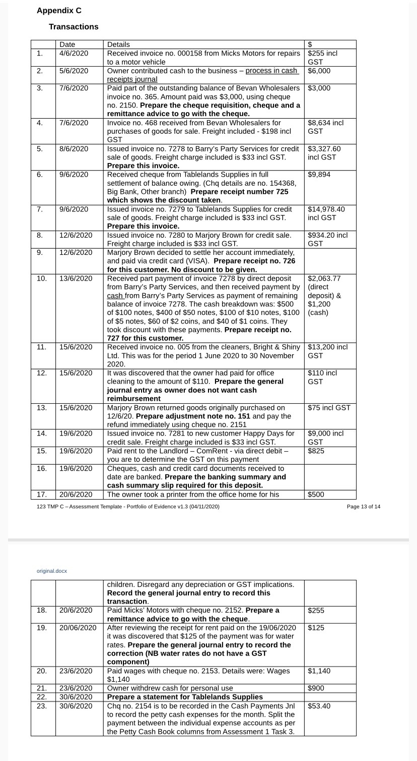 record 3 general journal Appendix C Transactions Date Details $ 1. 41512020