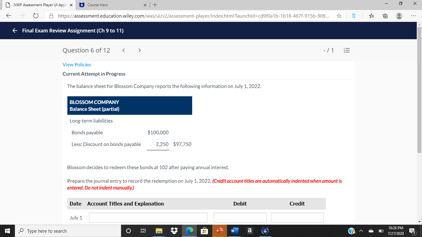 O & https://assessment.education.wiley.com/was/ui/v2/assessment-player/index.html?launchld=cd9f0a1b-1b18-467f-915b-909.. u - Final Exam Review Assignment (Ch 9 to