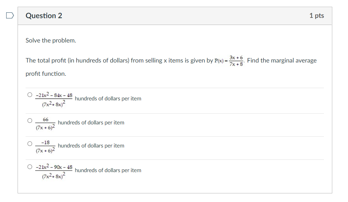the cost function and R(x) the revenue function. Compute the marginal cost,