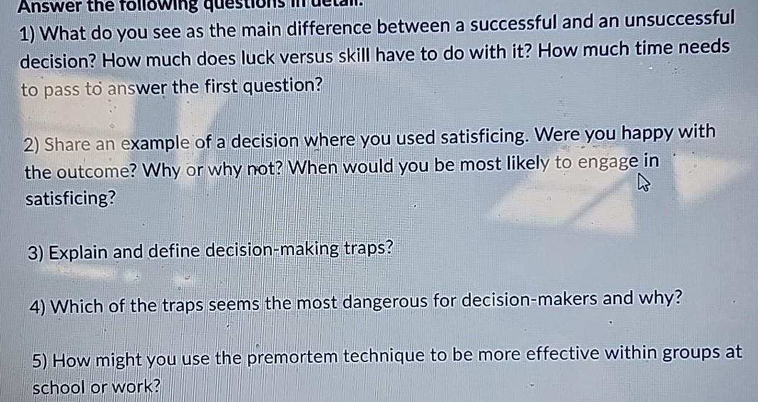  What do you see as the main difference between a successful