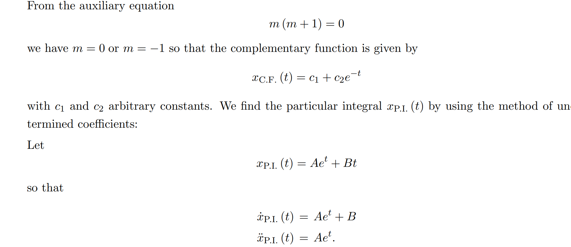 explain to me how to determine the particular solution in the given