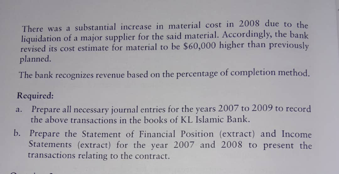 FOR ISTISNA' FINANCING AND PARALLEL ISTISNA' Question 1 KL Islamic Bank entered