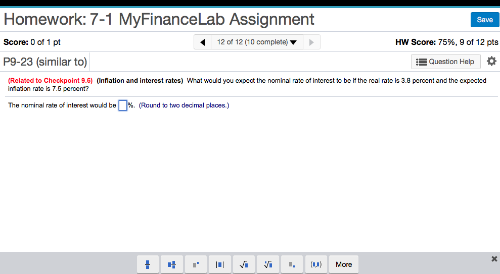 a ............................. Homework: 7-1 MyFinanceLab Assignment Score: 0.25 of 1 pt '4
