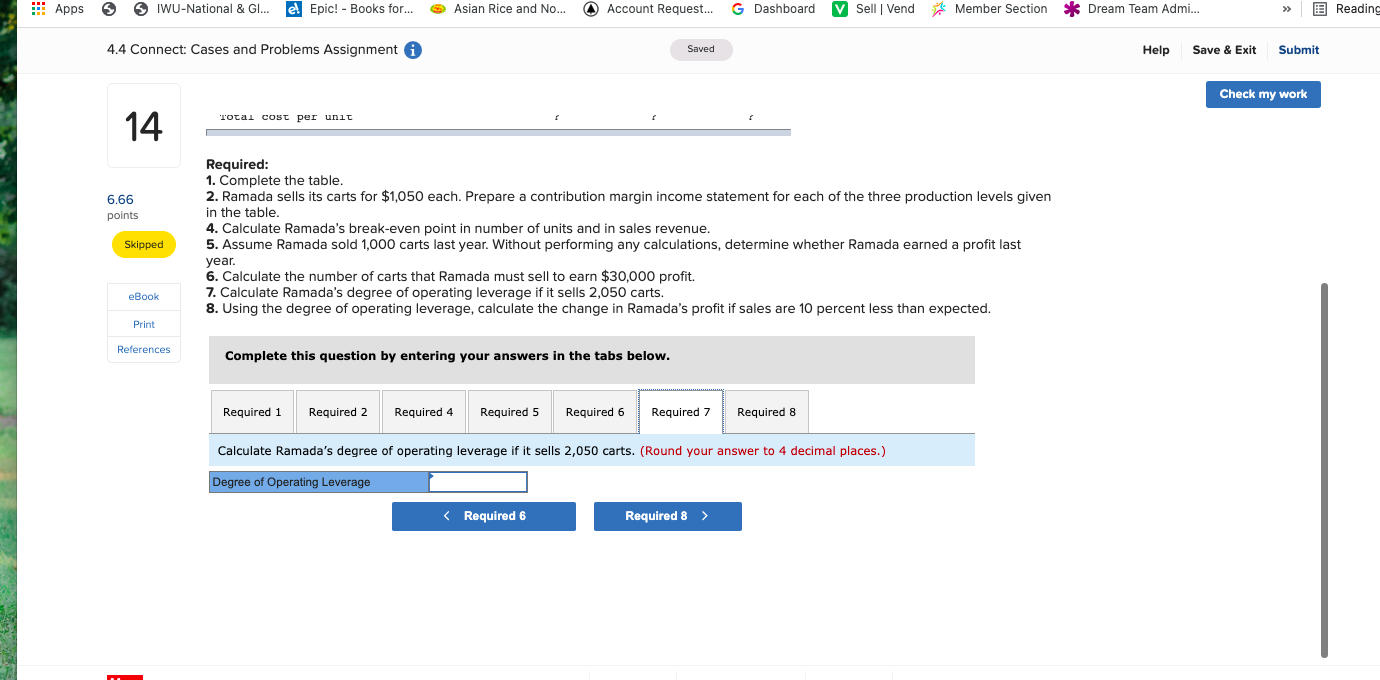 whether Ramada earned a profit last year. 6. Calculate the number of
