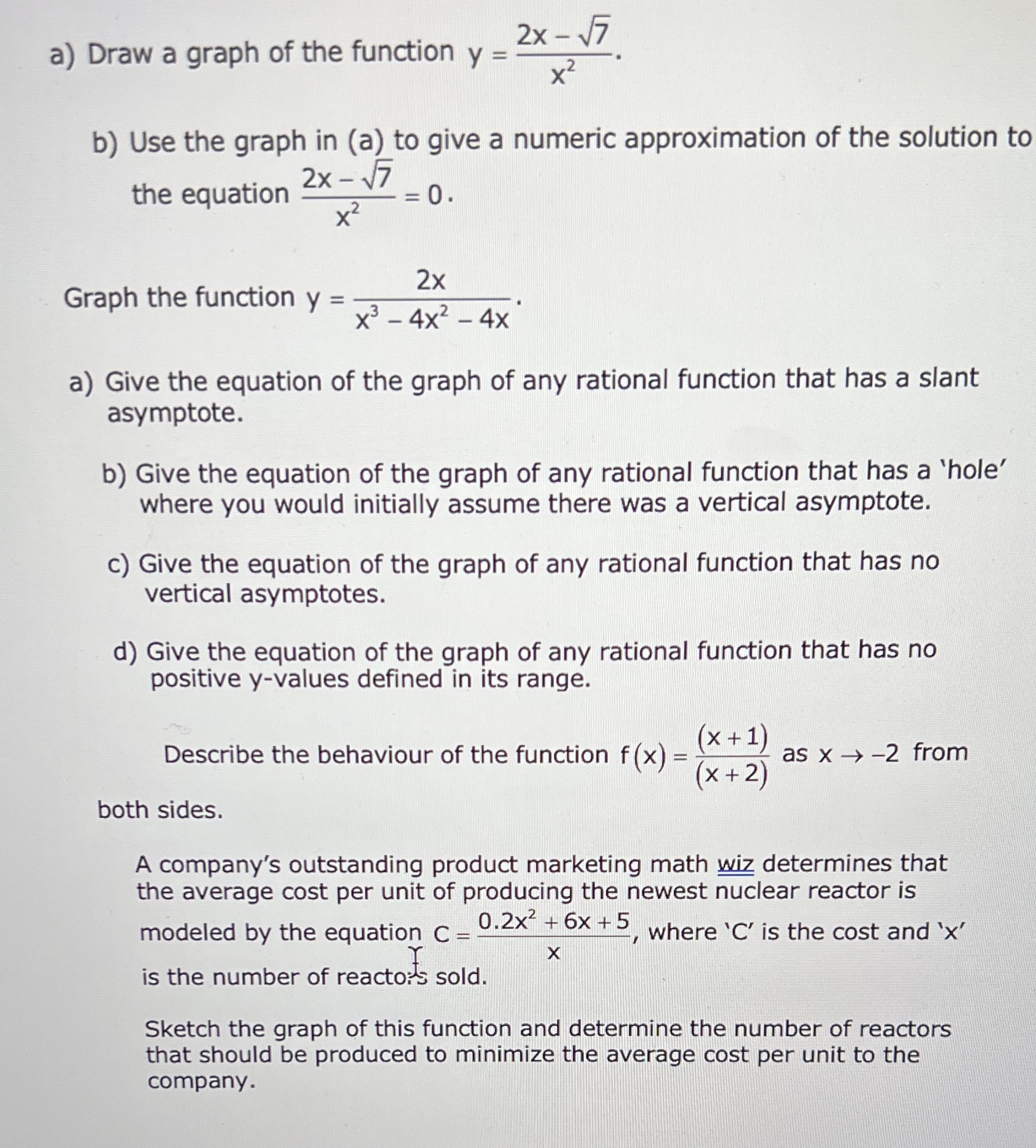  a) Draw a graph of the function y = 2x -