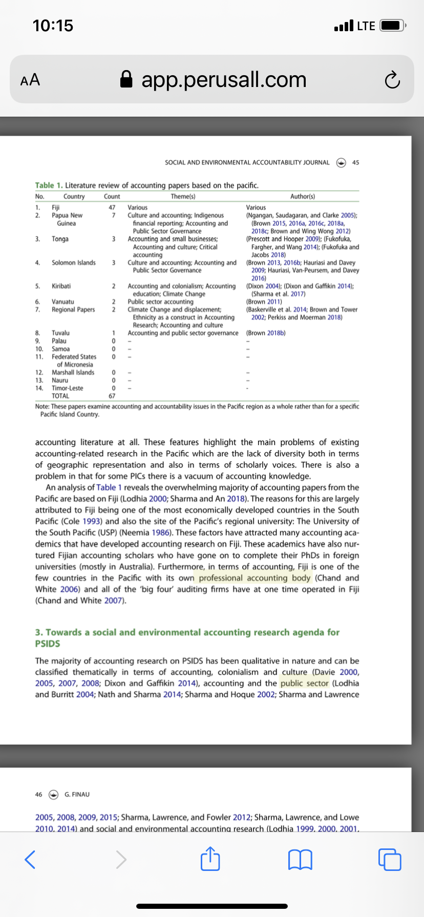 perusall reading comment on the article 10:15 DOI LTE AA app.perusall.com C