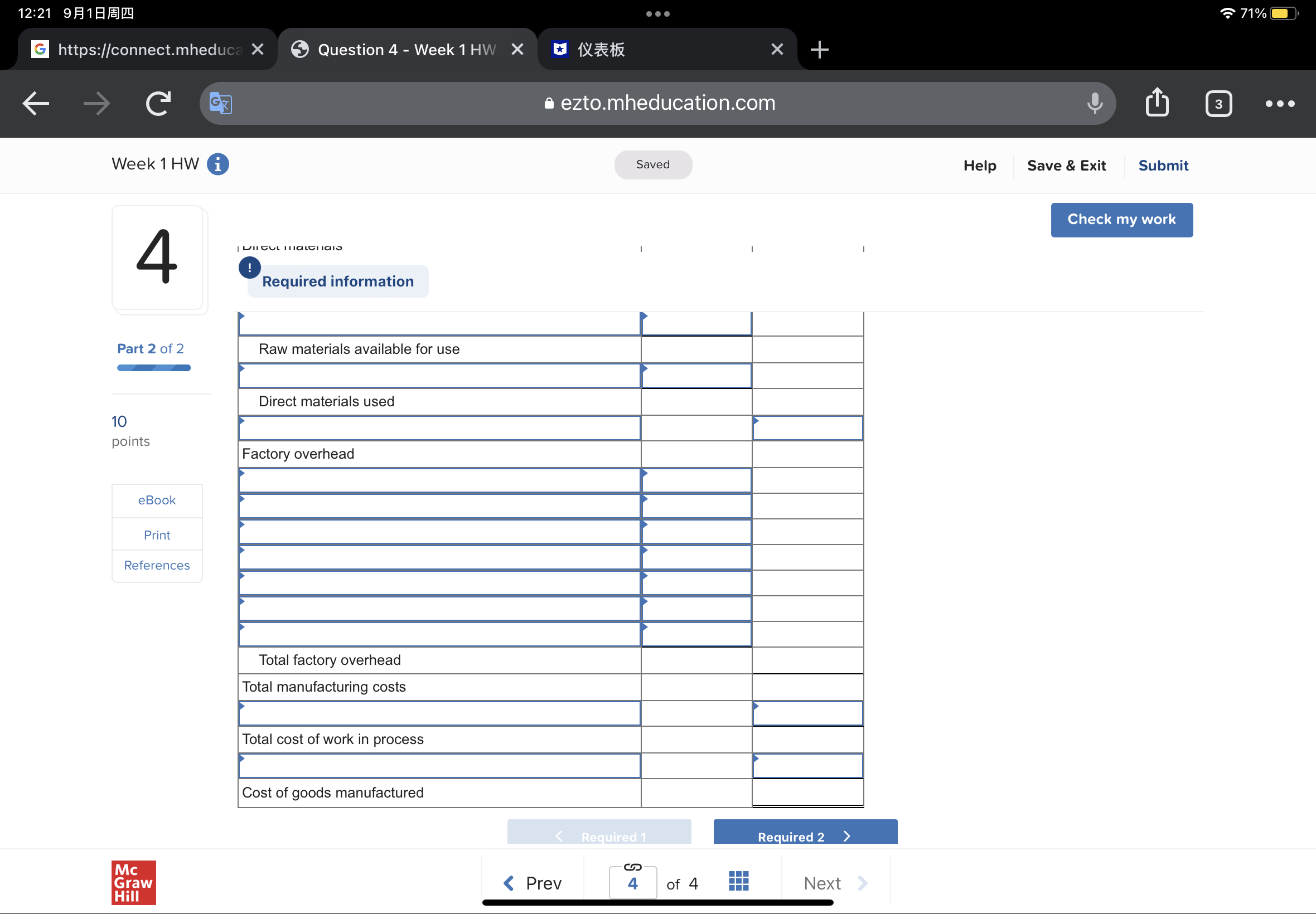 1 HW X X GZ a ezto.mheducation.com 3 . . . Week