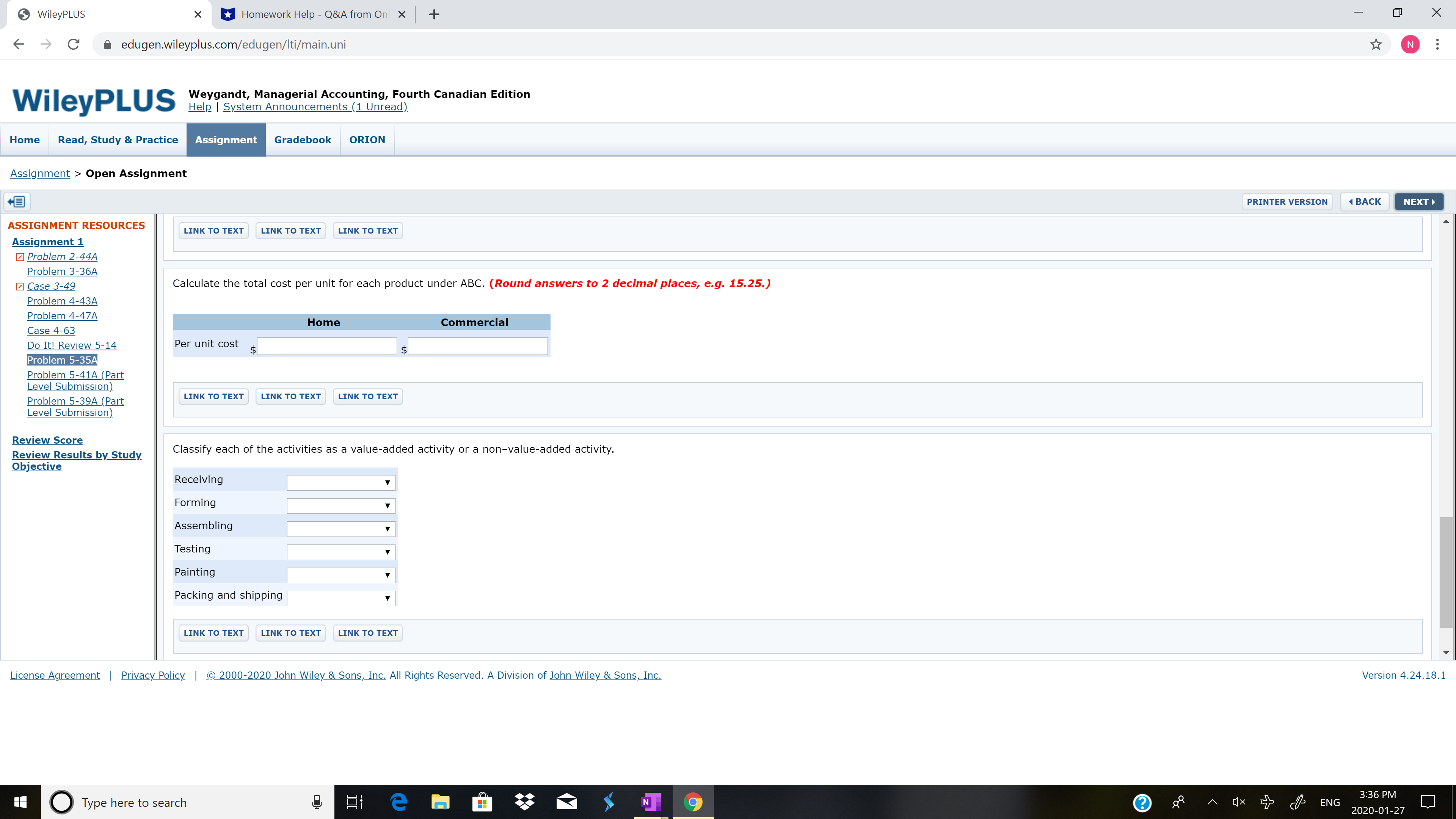 Assignment > Open Assignment PRINTER VERSION BACK NEXT ASSIGNMENT RESOURCES Assignment Problem