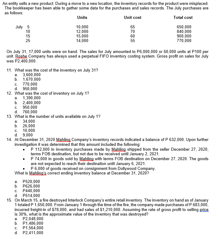 Answer this please An entity sells a new product During a move