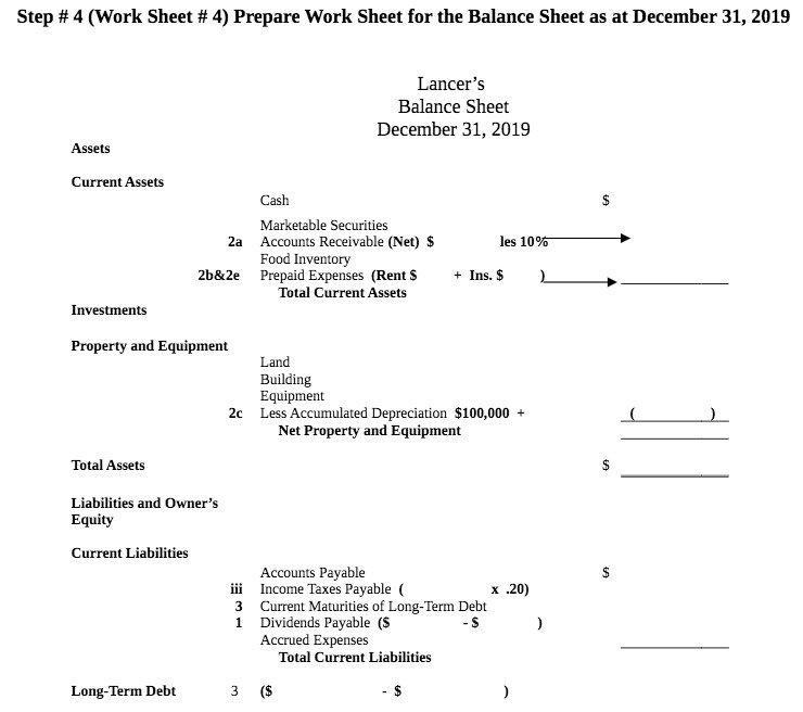Step # 4 (Work Sheet # 4) Prepare Work Sheet for