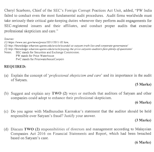 Cheryl Scarboroughe SEC's Foreign Corrupt Practices Act Unit, added, "PW India