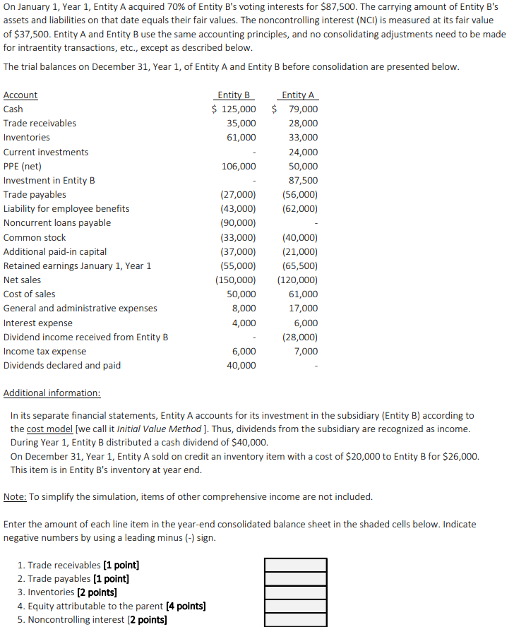 Please answer all blanks below. On January 1, Year 1, Ent'rty A