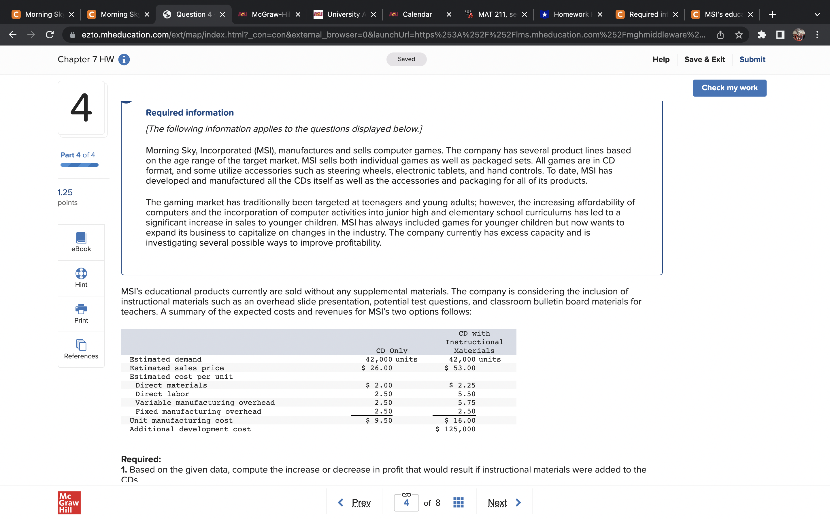 C Mornings X C Mornings X 6 Question: X e McGraw+
