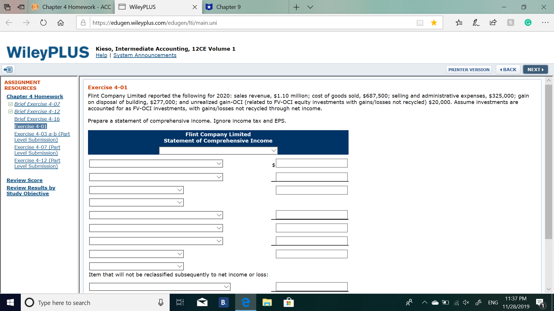 sddsssssssddd B Chapter 4 Homework - ACC WileyPLUS X *Chapter 9 V