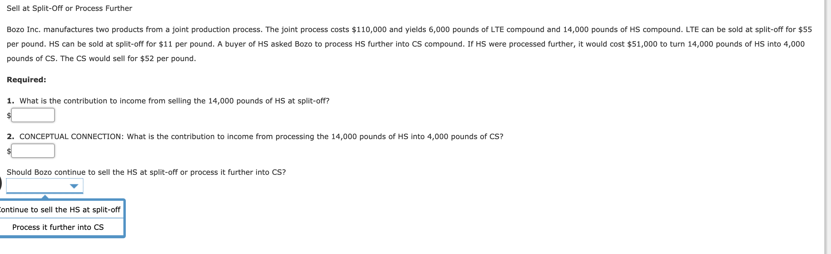 produces three products: Alanson, Boyne, and Conway. A segmented income statement, with