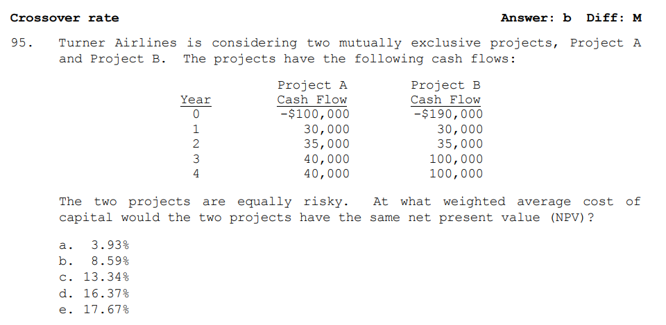 I need complete solution for these problems: Crossover rate Answer: b Diff: