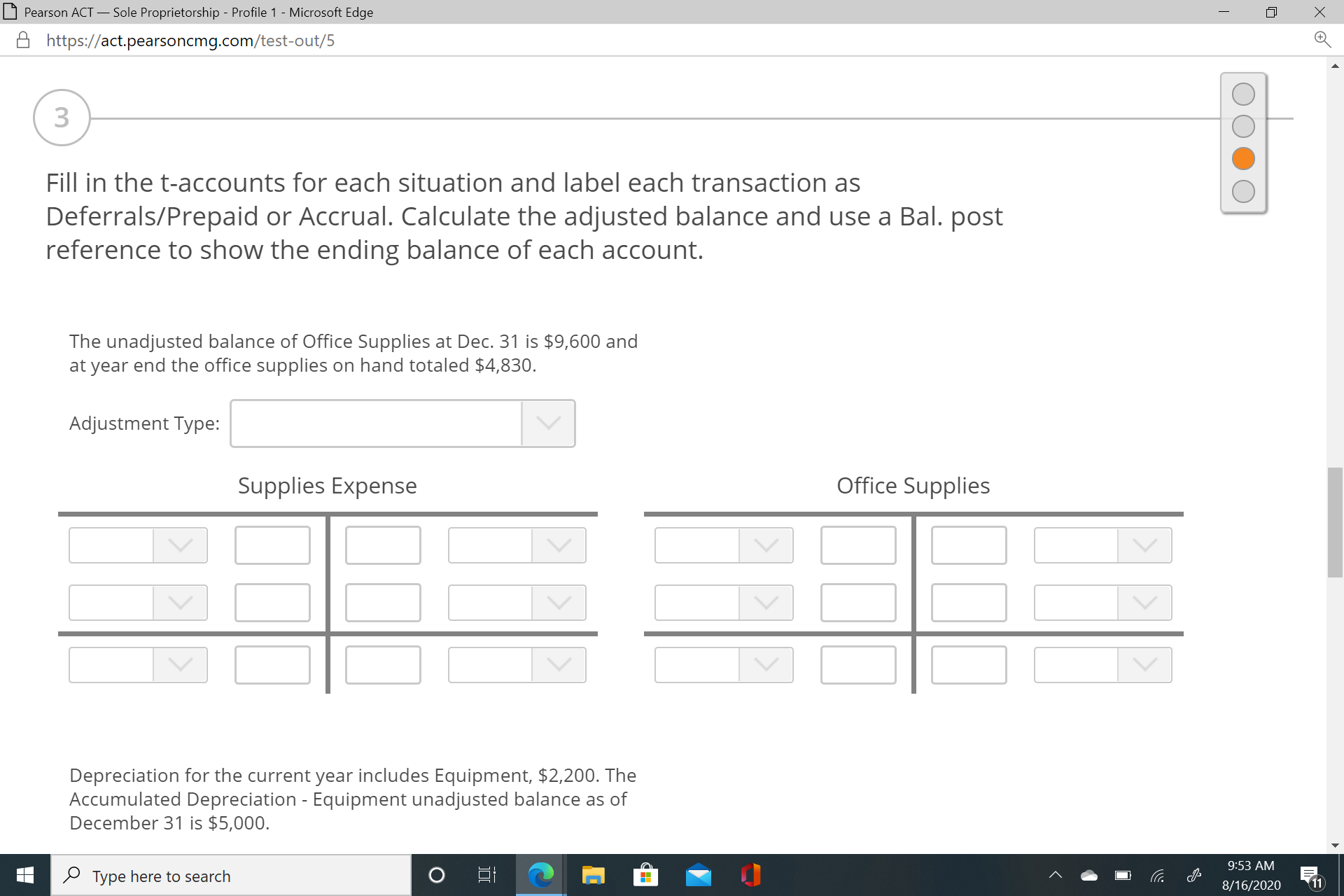 question is below Pearson ACT - Sole Proprietorship - Profile 1 -