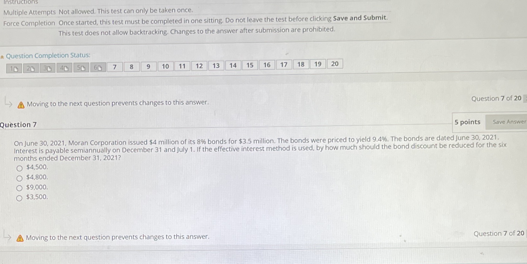 Instructions Multiple Attempts Not allowed. This test can only be taken